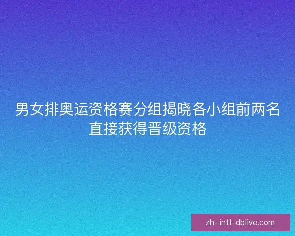 男女排奥运资格赛分组揭晓各小组前两名直接获得晋级资格