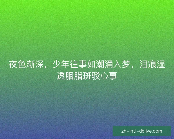 夜色渐深,少年往事如潮涌入梦,泪痕湿透胭脂斑驳心事 夜色渐深,少年往事如潮涌入梦,泪痕湿透胭脂斑驳心事
