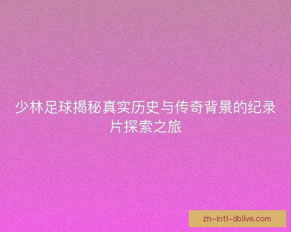 少林足球揭秘真实历史与传奇背景的纪录片探索之旅